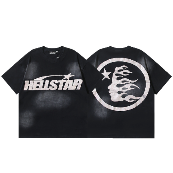 Hellstar Washed Print Glitter Short-Sleeve T-Shirt